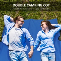 Outsunny Double Camping Cot Bed, with Bag - Blue(m-6)