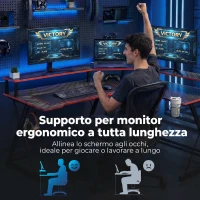 HOMCOM Scrivania da Gaming Angolare con Supporto Monitor, Gancio Cuffie e Portabicchieri, 128x128x88 cm, Nero(m-6)