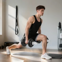 SPORTNOW Set greutăți și halter de 20 kg cu mânere antiderapante, 8 discuri de greutăți, bară de halter și 2 bare pentru gantere din oțel(m-8)