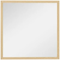 HOMCOM Miroir mural carré 50 x 50 cm, cadre en bois naturel, idéal pour la salle de bain, salon ou chambre(m-1)