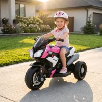 HOMCOM Motocicletă Electrică, 6 V, cu 3 Roți, pentru Copii de 3-5 Ani, Roz(m-10)