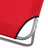 Outsunny Klapbare ligstoel met zonnescherm, verstelbare rugleuning, metalen frame, 187 x 58 x 36 cm, rood(m-9)