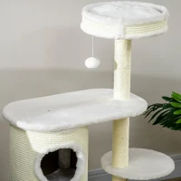PawHut Krabpaal met Krabton, 1 Kattenbed en Kattenspeelgoed, 59 cm x 35 cm x 100 cm, Crème wit(m-8)