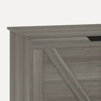 HOMCOM 100L Home Storage Box, with Safety Hinge - Dark Grey Wood-Effect(m-12)