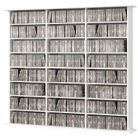 HOMCOM Mueble de Almacenamiento para 1032 CD y 594 DVD Estantería Multimedia 24 Compartimentos y 18 Estantes Ajustables Blanco(m-12)