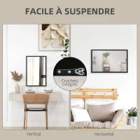 HOMCOM Miroir mural rectangulaire 50 x 70 cm, cadre en bois noir, idéal pour la salle de bain, salon ou chambre(m-5)