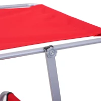 Outsunny Klapbare ligstoel met zonnescherm, verstelbare rugleuning, metalen frame, 187 x 58 x 36 cm, rood(m-8)