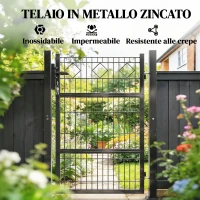 Outsunny Cancello da Giardino 100x131 cm in Metallo Zincato con Serratura, 3 Chiavi e Maniglia, Grigio Scuro(m-4)