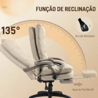 Vinsetto Cadeira de Secretária com Massagem, Altura Regulável, Encosto Reclinável, Apoio para os Pés, Giratória 360°, Bege(m-6)