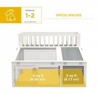 PawHut Cușcă, cușcă pentru iepure din lemn cu raft pentru plante spațiu mare din lemn, mai multe uși Dim. 94L x 90l x 60Î cm(m-6)