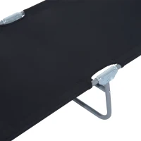 Outsunny Klapbare ligstoel met zonnescherm, verstelbare rugleuning, metalen frame, 187 x 58 x 36 cm, zwart(m-13)