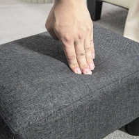 HOMCOM Voetenbank, Gestoffeerde Kruk met Linnen-Look Stofbekleding, Schuimvulling, Kunststof Poten, voor Diverse Kamers, Grijs(m-8)