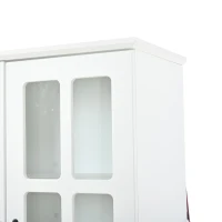 Vitrinenschrank, 4-türig, viel Stauraum mit 5 Einlegeböden, Landhaus-Stil, 80x38x180 cm, Weiß(m-12)