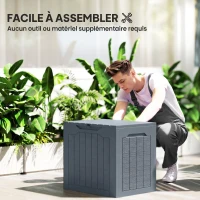 Outsunny Coffre de Rangement Extérieur 97L avec Poignées Encastrées, Malle de Rangement Extérieur Étanche, 56x41x50cm, Gris Clair(m-4)