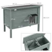 PawHut Buitenkattenhuis Kattenhut, Weerbestendig, 1 Raam, 1 Deur, 85 x 50 x 68,5 cm, Donkergrijs+Zwart(m-3)