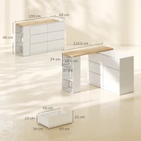 HOMCOM Vanity Table, Dressing Table with 6 Drawers and 3-Tier Shelf for Women and Girls, White(m-3)