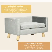 PawHut hondenbank met houten poten 64 cm x 45 cm x 36 cm(m-6)