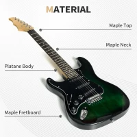 SPORTNOW Six-String Electric Guitar, with 15W Amplifier, Digital Turner, Picks, Shoulder Strap, Case Bag - Dark Green(m-4)