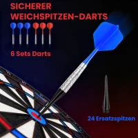 SPORTNOW Elektronisch Dartbord voor 1-8 Spelers, LCD-Display, 6 Dartsets, Kleurrijk(m-6)