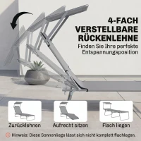 Outsunny Klapbare ligstoel met zonnescherm, verstelbare rugleuning, metalen frame, 187 x 58 x 36 cm, lichtgrijs(m-5)