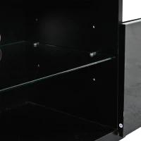 TV-Lowboard mit Hochglanz-Front, verstellbare Trennwand aus gehärtetem Glas, geeignet für Fernseher bis ca. 80 Zoll, 180x35x45 cm, Schwarz(m-10)
