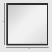 HOMCOM Miroir mural carré 50 x 50 cm, cadre en bois noir, idéal pour la salle de bain, salon ou chambre(m-3)