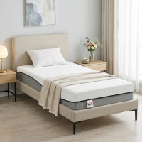 HOMCOM Matratze Taschenfederkernmatratze mit Memory-Schaumstoff grünem Tee H3 Härtegrad Oeko-TEX & CertiPUR 200x90x20 cm Grau(m-9)