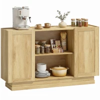 HOMCOM Sideboard Buffet Cabinet, 133 cm Storage Cabinet with 2 Open Shelves, 2 Cupboards and Soft Close Doors, Natural(m-12)