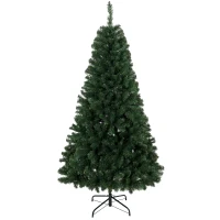HOMCOM Weihnachtsbaum 180 cm künstlich mit 888 flammschutzbehandelten Zweigen, klappbarer Metallständer, Grün(m-6)