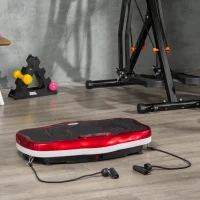 HOMCOM Plataforma Vibratoria con Pantalla LED Velocidad Ajustable USB Mando a Distancia y Banda Elástica 78x45x13 cm Negro y Rojo(m-19)