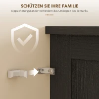 HOMCOM Keukenkast, buffet, acrylfront, lades, 76 x 40 x 182,5 cm, zwart(m-7)