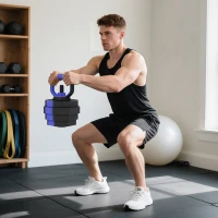 SPORTNOW Set Pesi da Palestra 6 in 1 in Plastica e Sabbia Utilizzabile come Kettlebell Manubri Bilanciere Supporto Blu(m-9)
