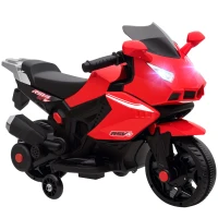 AIYAPLAY Elektro-Motorrad für Kinder, Hupe, Scheinwerfer, Musikfunktion, 2,5 km/h, Rot(m-12)