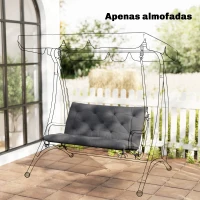 Outsunny Almofada para Banco de Jardim com Encosto, 100x98x8 cm, Almofada de Banco de 2 Lugares para Interior e Exterior com Enchimento Espesso e Tiras de Fixação, para Baloiço, Terraço, Varanda Cinzento Escuro(m-12)