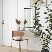 HOMCOM Miroir mural rectangulaire 50 x 70 cm, cadre en bois noir, idéal pour la salle de bain, salon ou chambre(m-9)