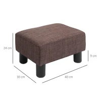HOMCOM Poef met stoffen bekleding in linnenlook, tot 100 kg, bruin, 40 x 30 x 24 cm(m-3)