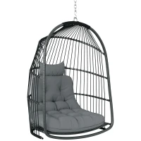 Outsunny Sedia Sospesa a Dondolo Pieghevole da Interno ed Esterno con Cuscino e Poggiatesta, Grigio Scuro(m-1)
