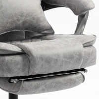 HOMCOM Executive Office Chair, Leathaire Big and Tall Office Chair 180 kg with Wide Seat, Reclining, Lumbar Support, Grey(m-13)