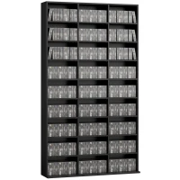 HOMCOM 835 CD/500 DVD Storage Unit, Blu-ray Media Storage Shelf with 27 Compartments and 21 Adjustable Shelves, Black(m-13)