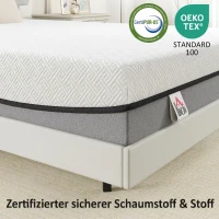 HOMCOM Matratze 140x200cm H3 mittelfest 20 cm Höhe Ergonomisch, Atmungsaktiv  aus Gel-Memory-Schaumstoff, Öko-Tex & CertiPUR(m-7)