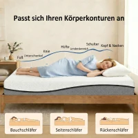HOMCOM Matratze 140x200cm H3 mittelfest 20 cm Höhe Ergonomisch, Atmungsaktiv  aus Gel-Memory-Schaumstoff, Öko-Tex & CertiPUR(m-5)