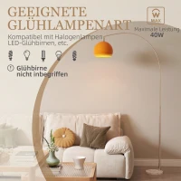 HOMCOM boogvloerlamp met voetschakelaar, van marmer, metaal en kunststof, 26x90x180 cm, wit en oranje(m-6)