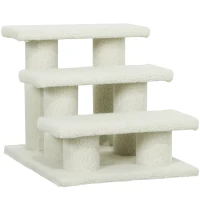 PawHut Escalera para gatos 3 niveles Escalera para mascotas Escalera para gato Haustiertreppe peluche 45 x 35 x 34 cm cm Beige(m-1)