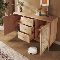 Comodă în stil rustic cu 2 uși, 3 sertare și polițe interioare reglabile pe înălțime, 120x40x70 cm, Culoare naturală(m-5)