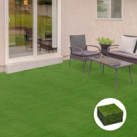 Outsunny Kunstgras, natuurgetrouw, met drainagefunctie, 6,5K vezels/m², 25mm hoogte, set van 10 stuks van 30x30cm, groen(m-2)