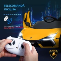 AIYAPLAY Mașină electrică 12V cu licență Lamborghini Revue vehicul electric telecomandă viteză 3-5 km/h 3-5 ani galben(m-4)