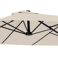 Outsunny dubbele parasol XXL Staal Polyester voor strand en tuin, ideaal voor gezin, Beige(m-11)