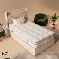 Saltea cu arcuri pocket 7 zone 90x200 cm H3, hibrid din spumă rece, 200x90x25 cm, Alb(m-4)
