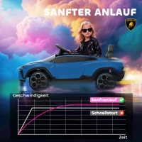 AIYAPLAY Kinder Elektroauto 12V Kinderauto mit 2,4 GHz Fernbedienung, 2 Motor, Hupe, LED, Musik, 101,5 x 49 x 43 cm, Blau(m-7)