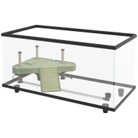 PawHut Aquarium pour Tortues 50 L Terrarium pour Petites Tortues avec Plateforme Rampe et Thermomètre 60x30x32 cm Transparent(m-1)
